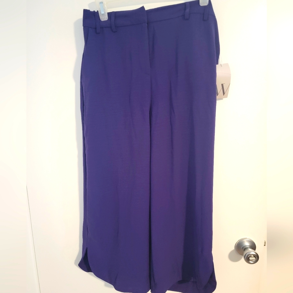 Purple crop wide leg slacks